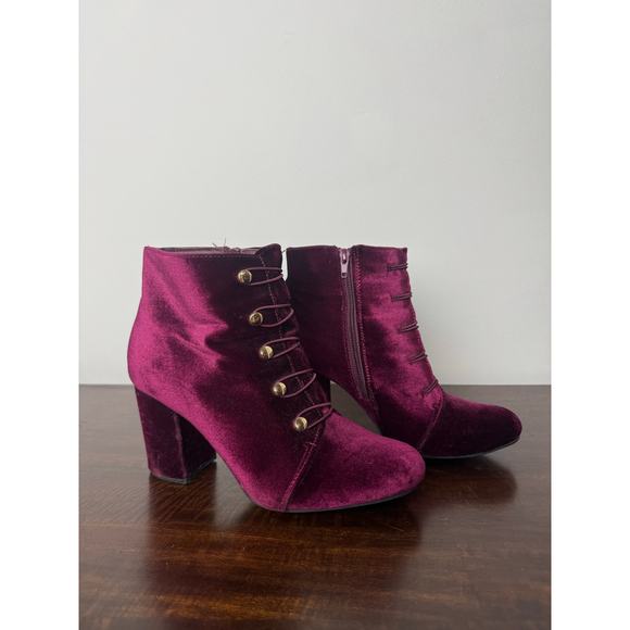 JustFab Shoes - JustFab High Heel Boots, Magenta, Velvet Size US 8.5